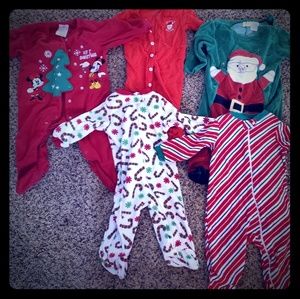 LOT of Christmas Holidays Footie Pajamas